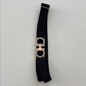 Elegant Black Belt with Gold Buckle